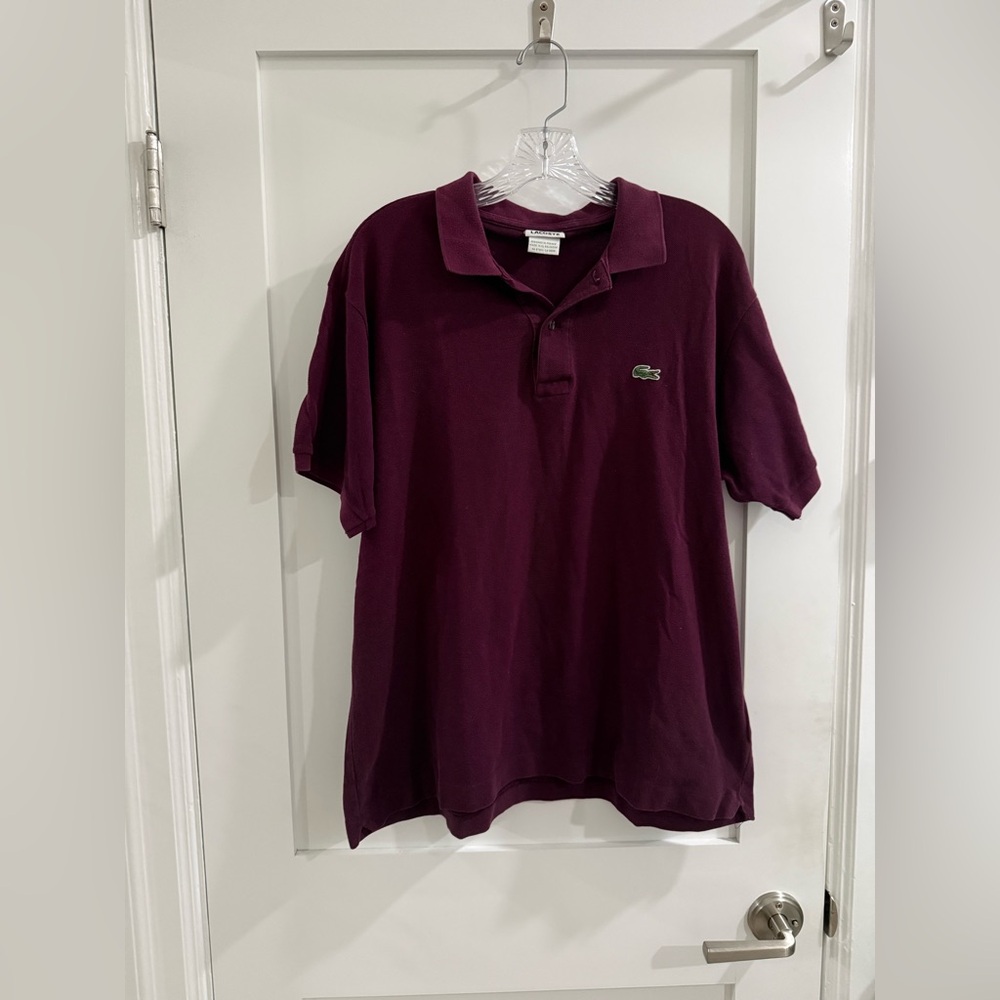 Lacoste Men’s burgundy short sleeve collared polo shirt (size 6, fits like XL)